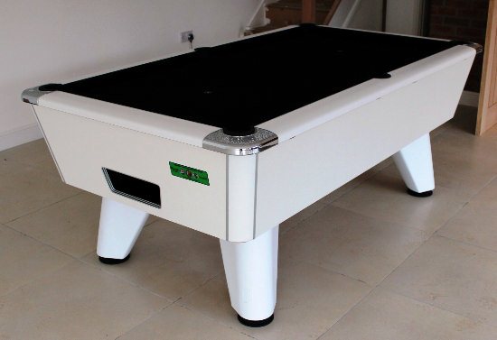 7ft White Winner Pool Table - Black Wool Cloth