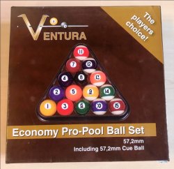 Ventura American Pool Ball Set - 2 1/4 Inch Spots and Stripes