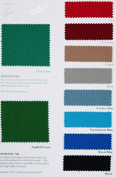 Simonis American Table Size Pool Cloth | Range of Colours | Pool Tables ...